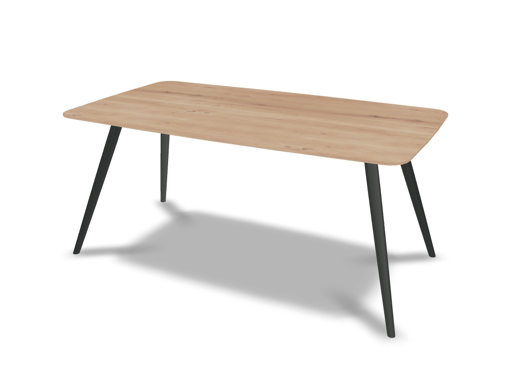 They & Me eettafel Joy – bootsvorm – eiken rustiek bianco olie – onderstel TM100 antraciet 160 x 90 x 75 | Eiken Rustiek Bianco Olie | Rechte Rand | Frame TM100 antraciet