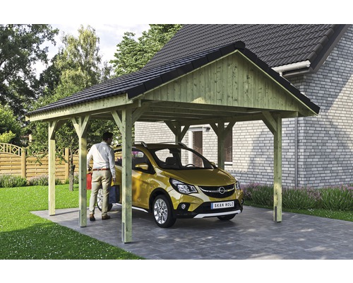 Enkele carport SKAN HOLZ Wallgau incl. daklatten en H-paalankers 430 x 500 cm geïmpregneerd