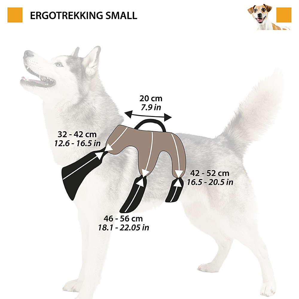 Ferplast harnais petit chien ergotrekking small, anti-évasion, anti-panique, harnais chien, lévrier, réfléchissant, 6 fermetures,