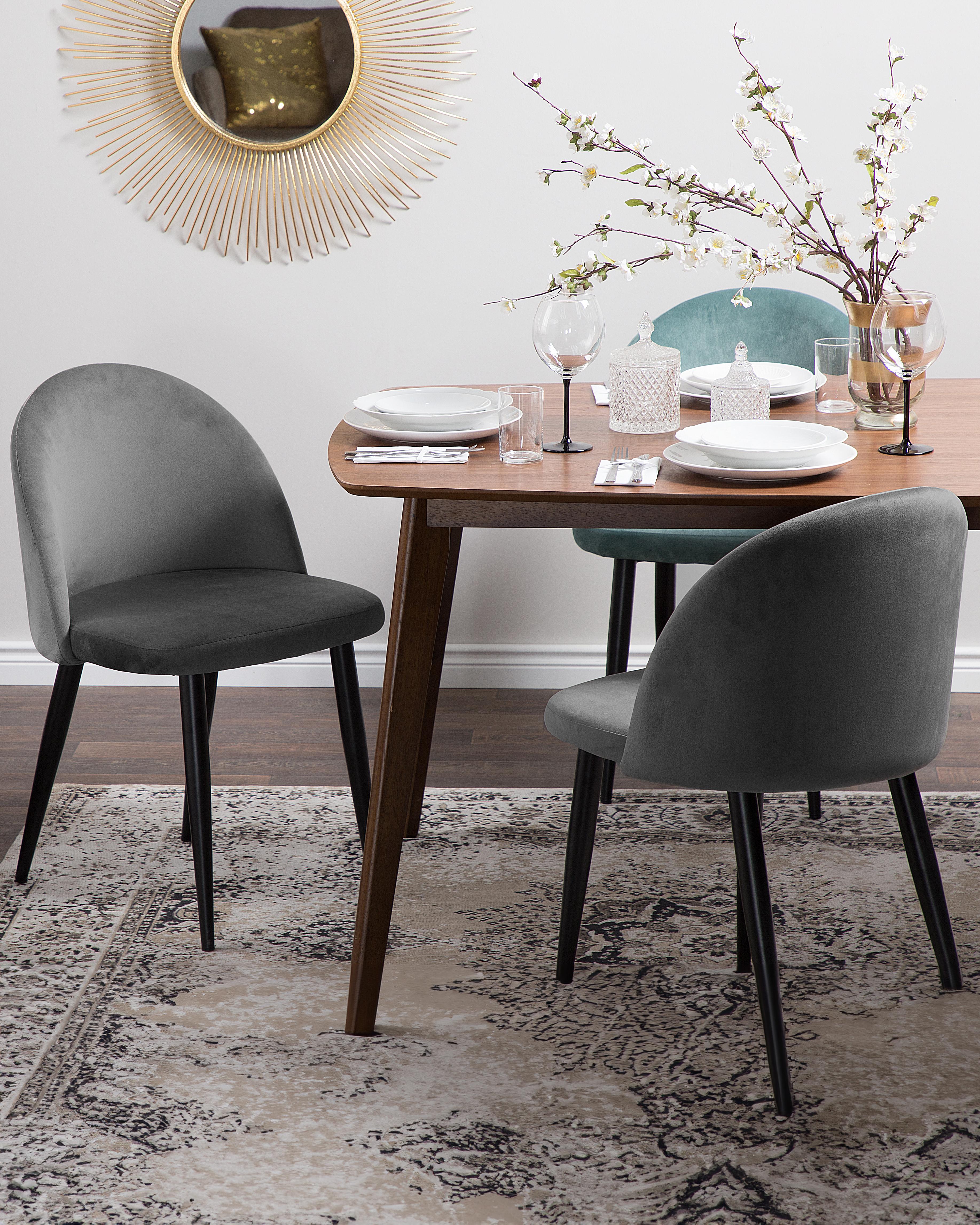 Set van 2 eetkamerstoelen VISALIA Fluweel Grijs