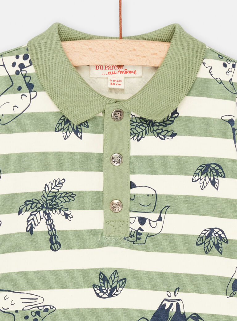 Polo rayé vert tilleul - bébé garçon