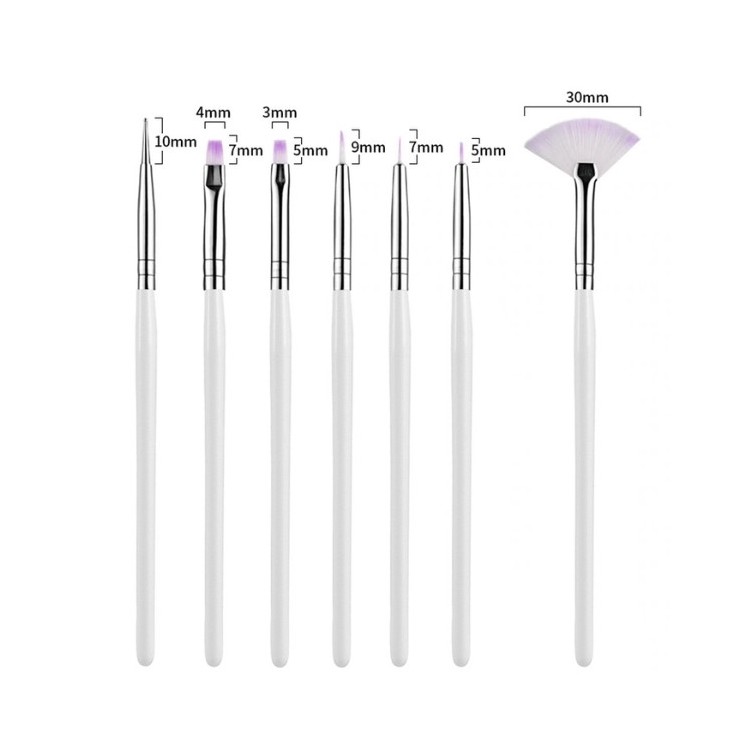 Pinsel für Acrylgel und Dekorationen, weiß, 7- element