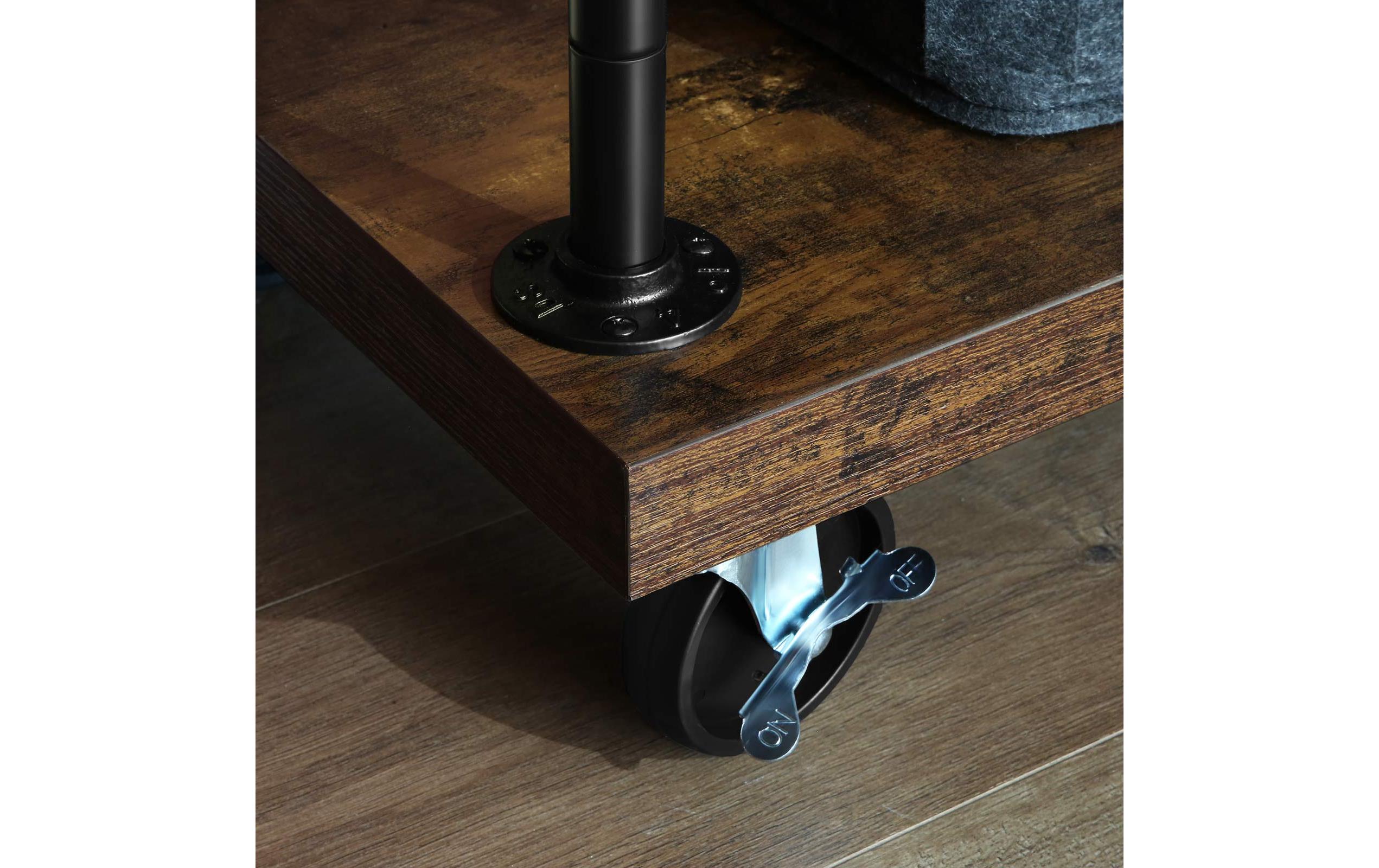 Garderobe auf Rollen 174.5 cm, Braun/Schwarz<br>Kleiderständer mit 5 Ablagen