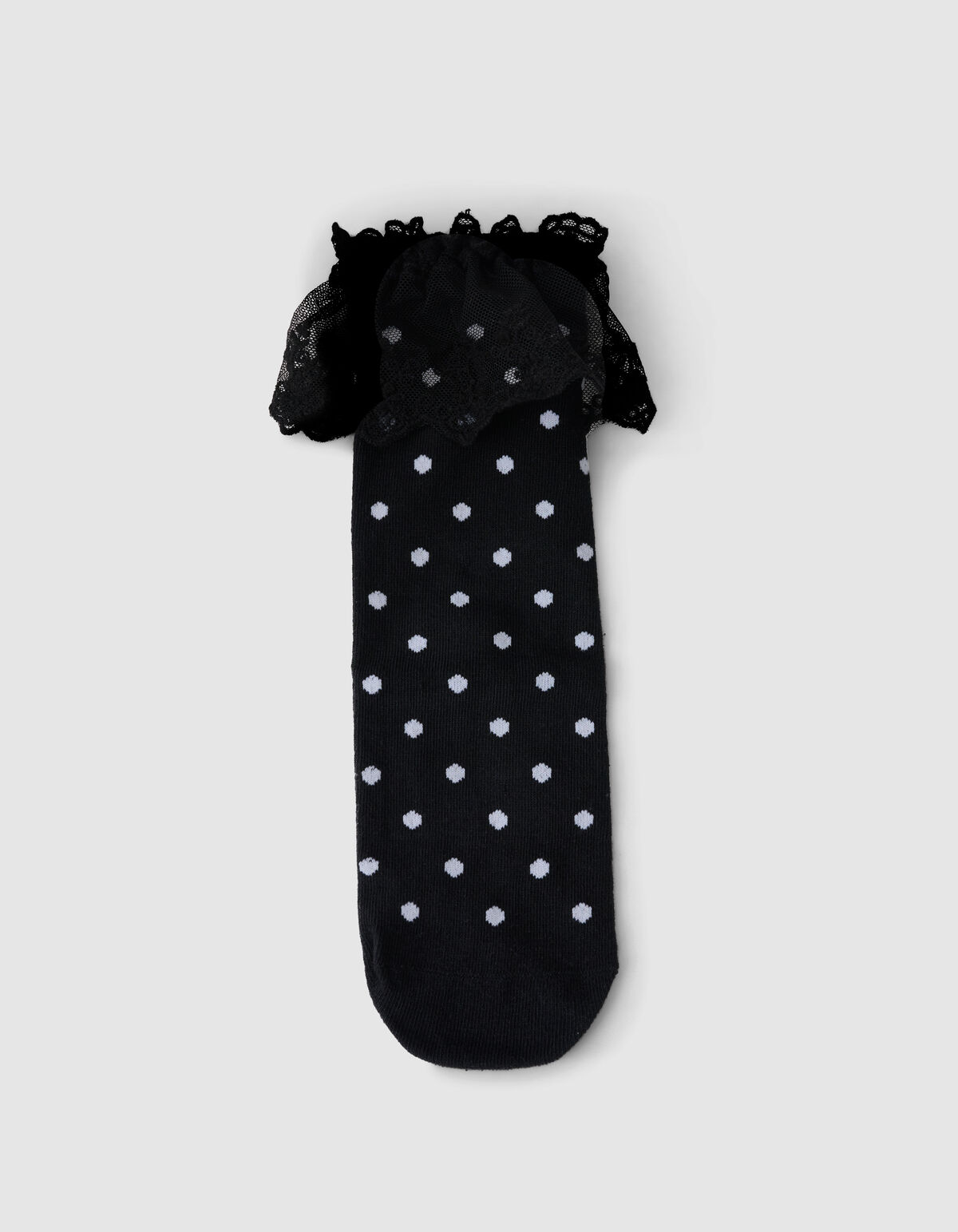 Kanten Polkadot Sokken Zwart