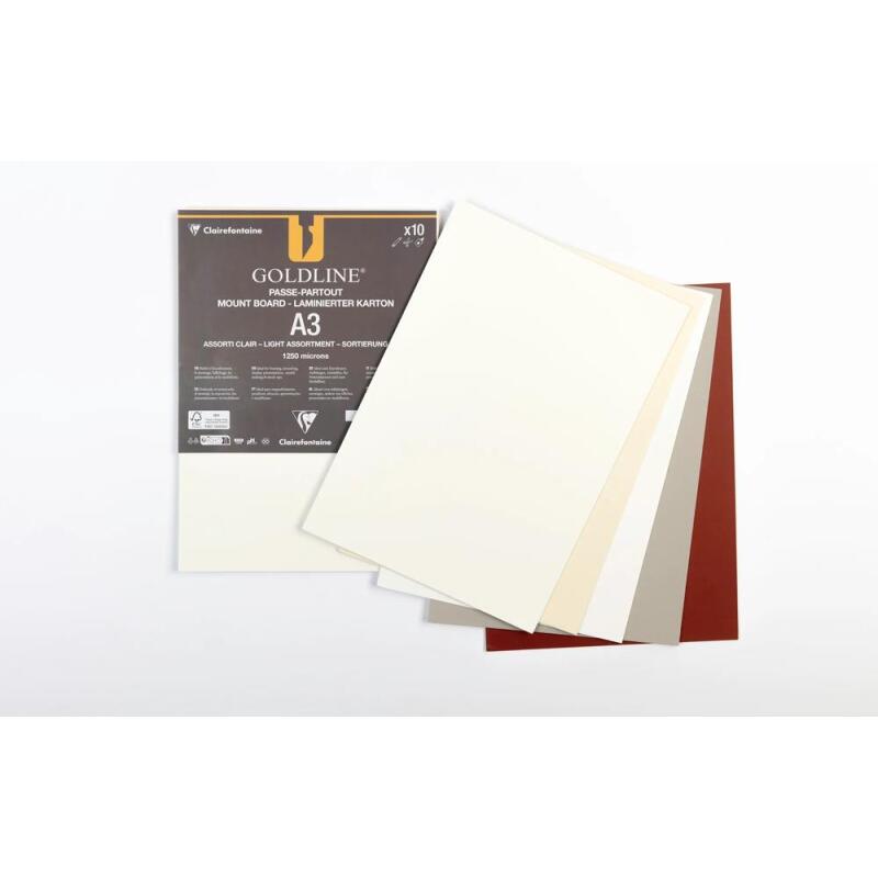 Goldline contrecollé pour passe-partout paquet 10F A3 1,25mm - Assortiment teintes claires