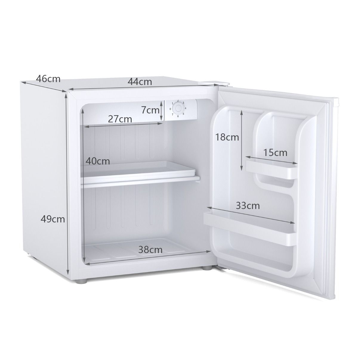Mini Réfrigérateur 48L, 2 niveaux et porte-bouteille, bac à légumes, Silencieux 230V, 46 x 44 x 49 cm, Blanc - Lidl-Manfred
