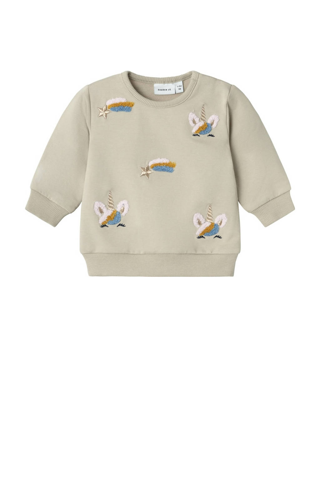 NAME IT baby sweater NBFLIGA met all over print beige