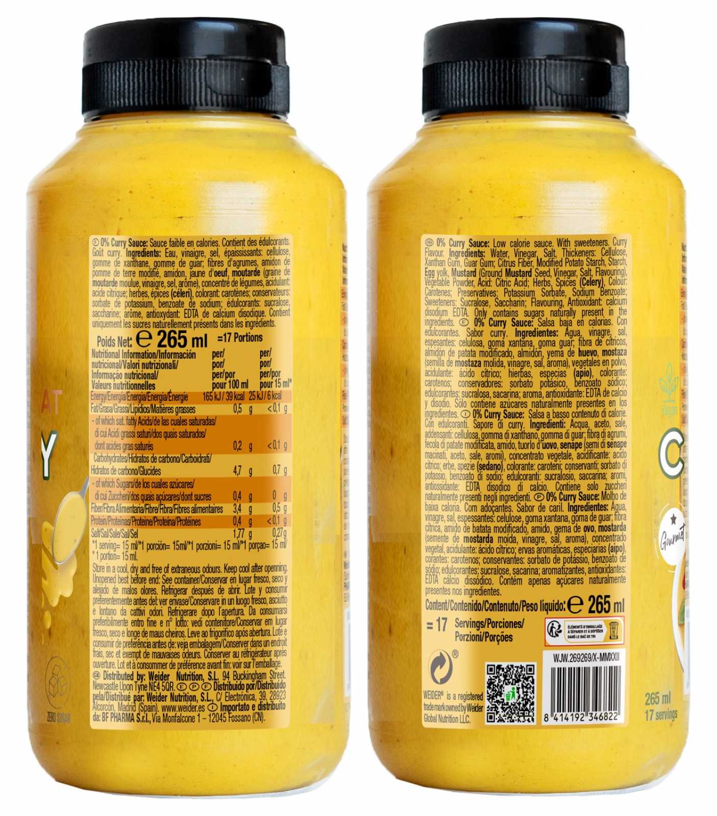 Molhos Weider 0% gordura 265ml