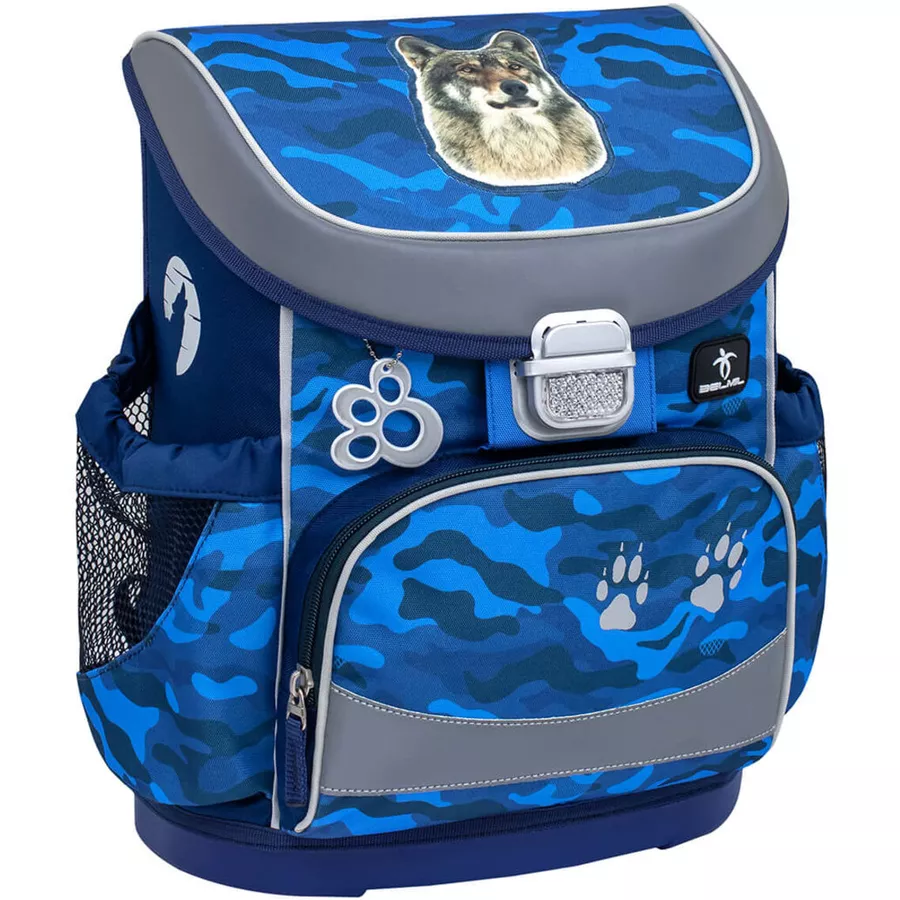 Belmil Schulranzen Mini Fit Schulranzen Set 5-teilig mit Brustgurt Alpha Wolf