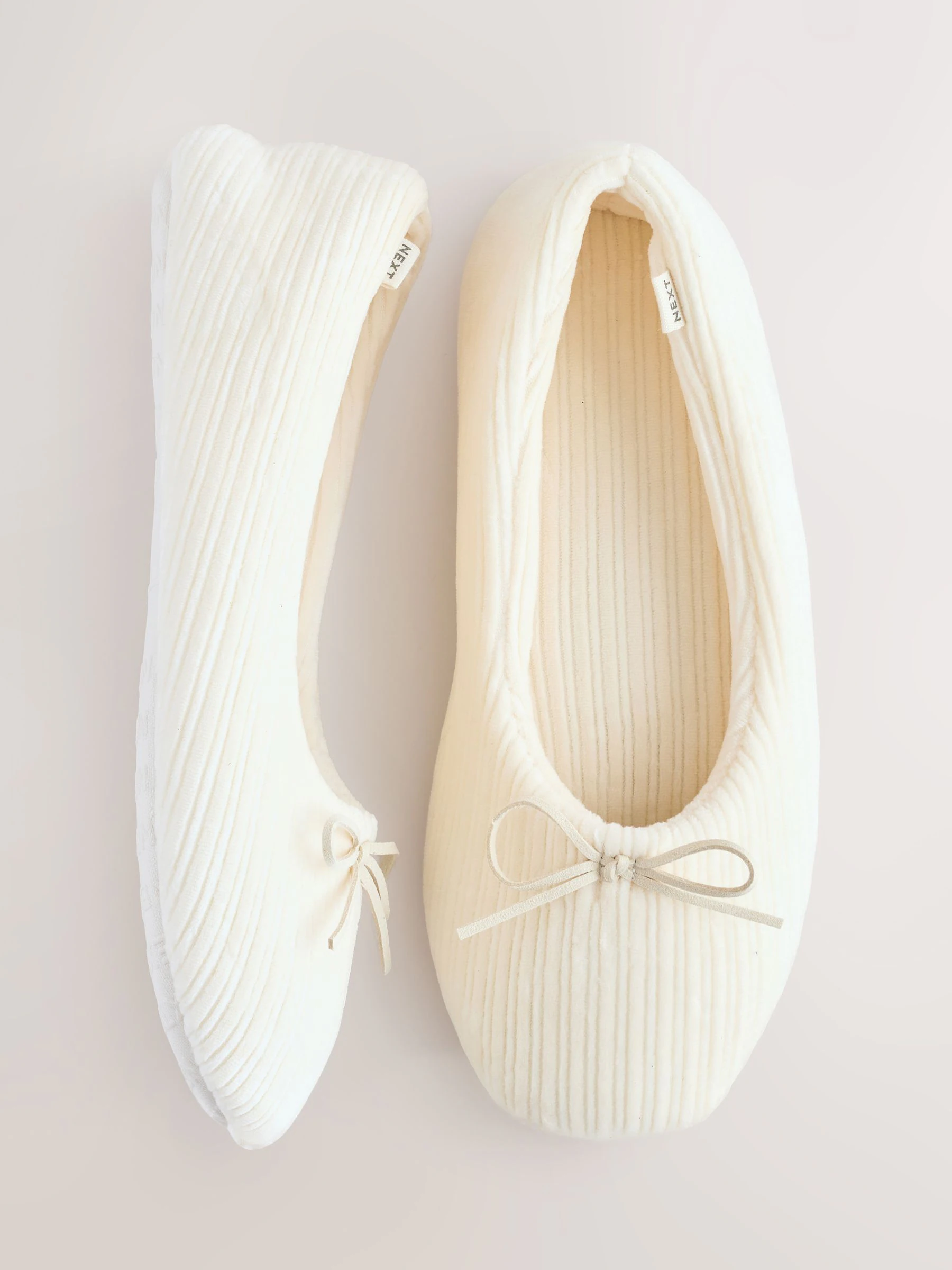 Ecru - Velours corduroy balletschoentjes