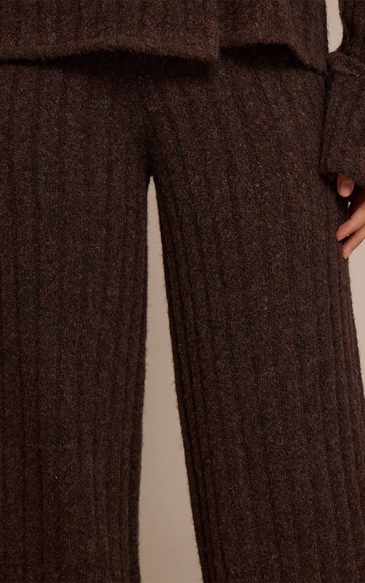 Chocolat Pantalon Large En Maille Noisette Pour Grande Taille