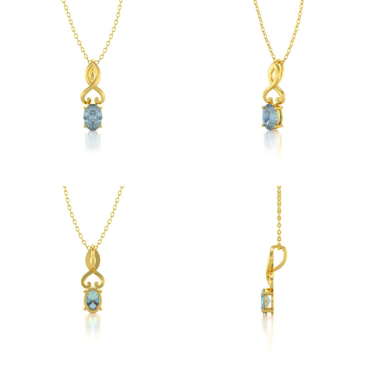 Collier Pendentif Or Jaune Aigue-Marine - Bijou d'Exception pour un Anniversaire Inoubliable | Aden