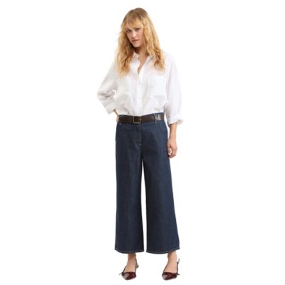 Jean femme Large Cropped Ceinture PLEASE