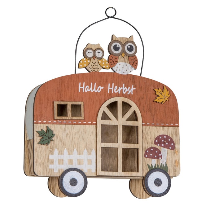 Dekohänger - Wohnwagen - aus Holz - ca. 18 x 5 x 19,5 cm