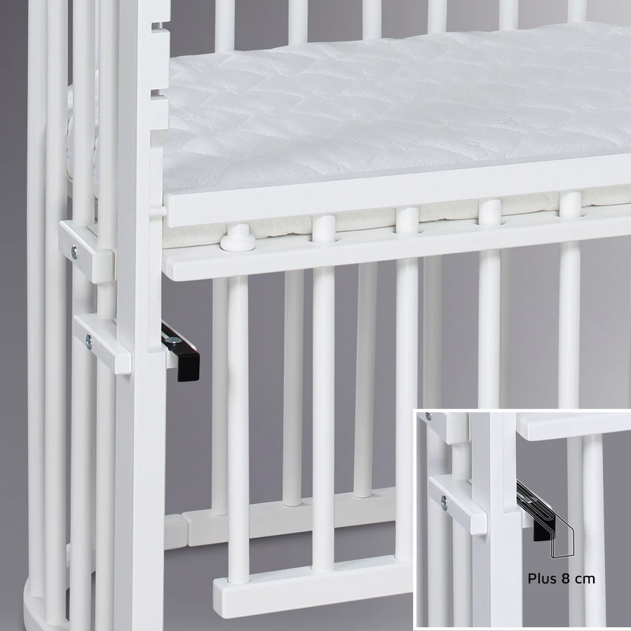 babybay Maxi Comfort Plus Beistellbett weiß mit Matratze Classic Cotton Soft