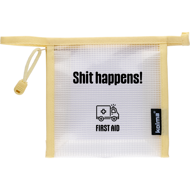 Kolma Reissverschlusstasche Mesh Bag, First Aid, A6, beige/transparent