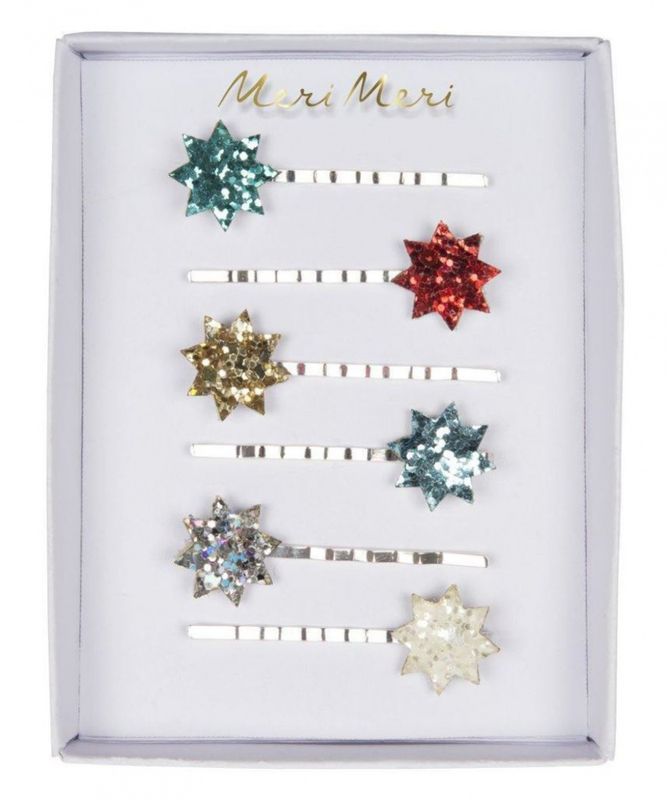 Meri Meri Hårspenner med Stjerner og Glitter, 6 stk.