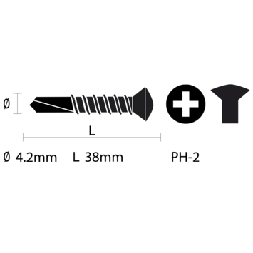 Carroserie schroef lenskop Verzinkt 4,2x38 mm 15 stuks