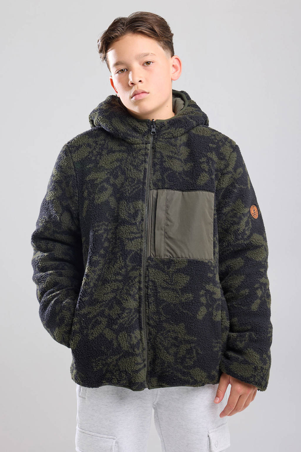America Today teddy tussenjas met camouflageprint groen