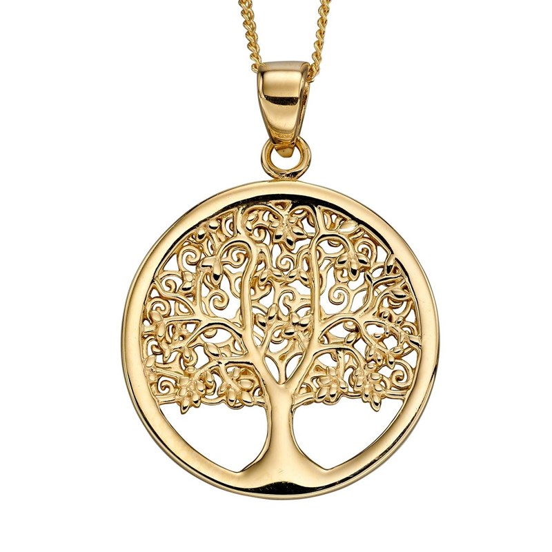 Collier arbre de vie en or jaune 375/1000