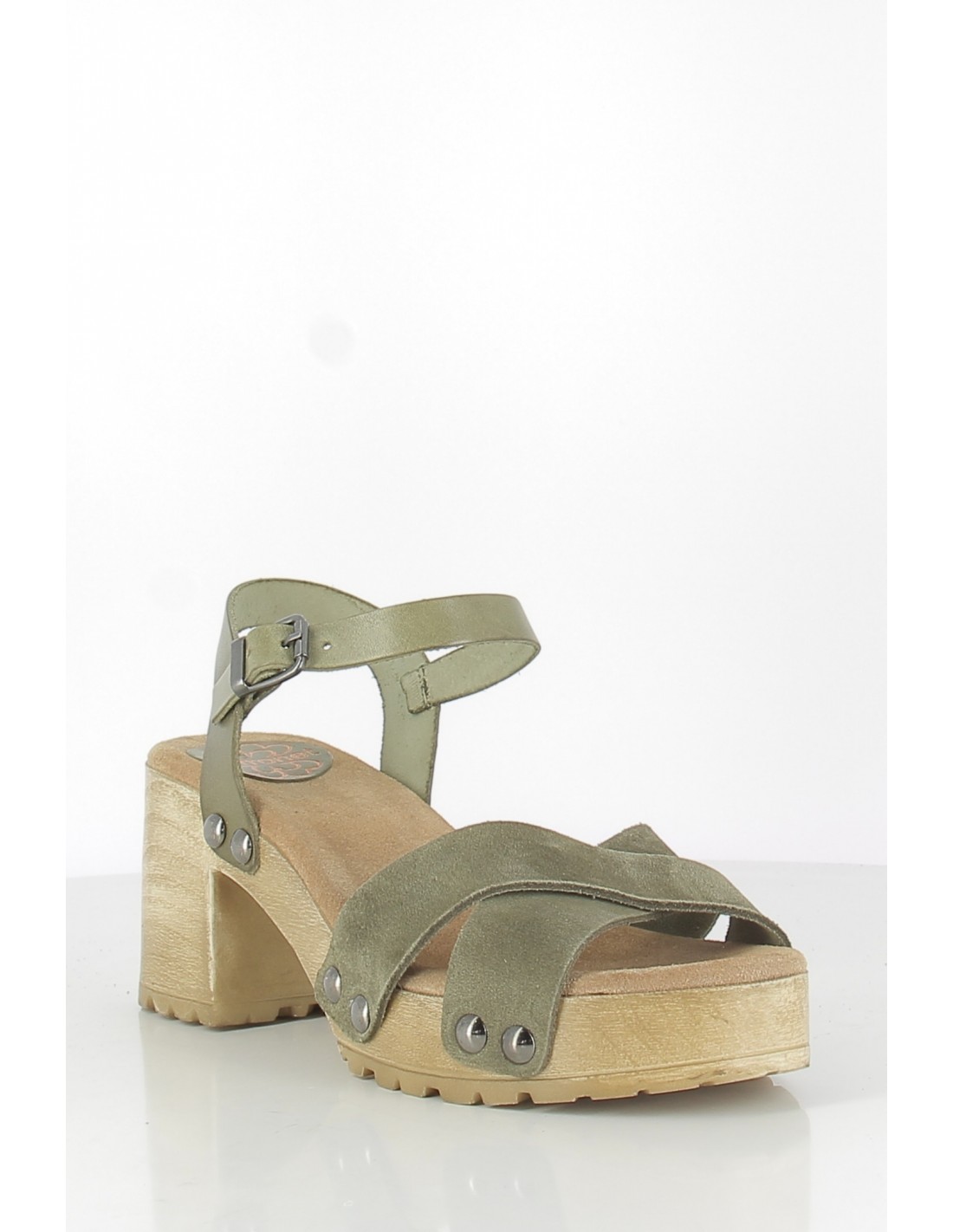 porronet Sandales à talons femme Salma cuir kaki