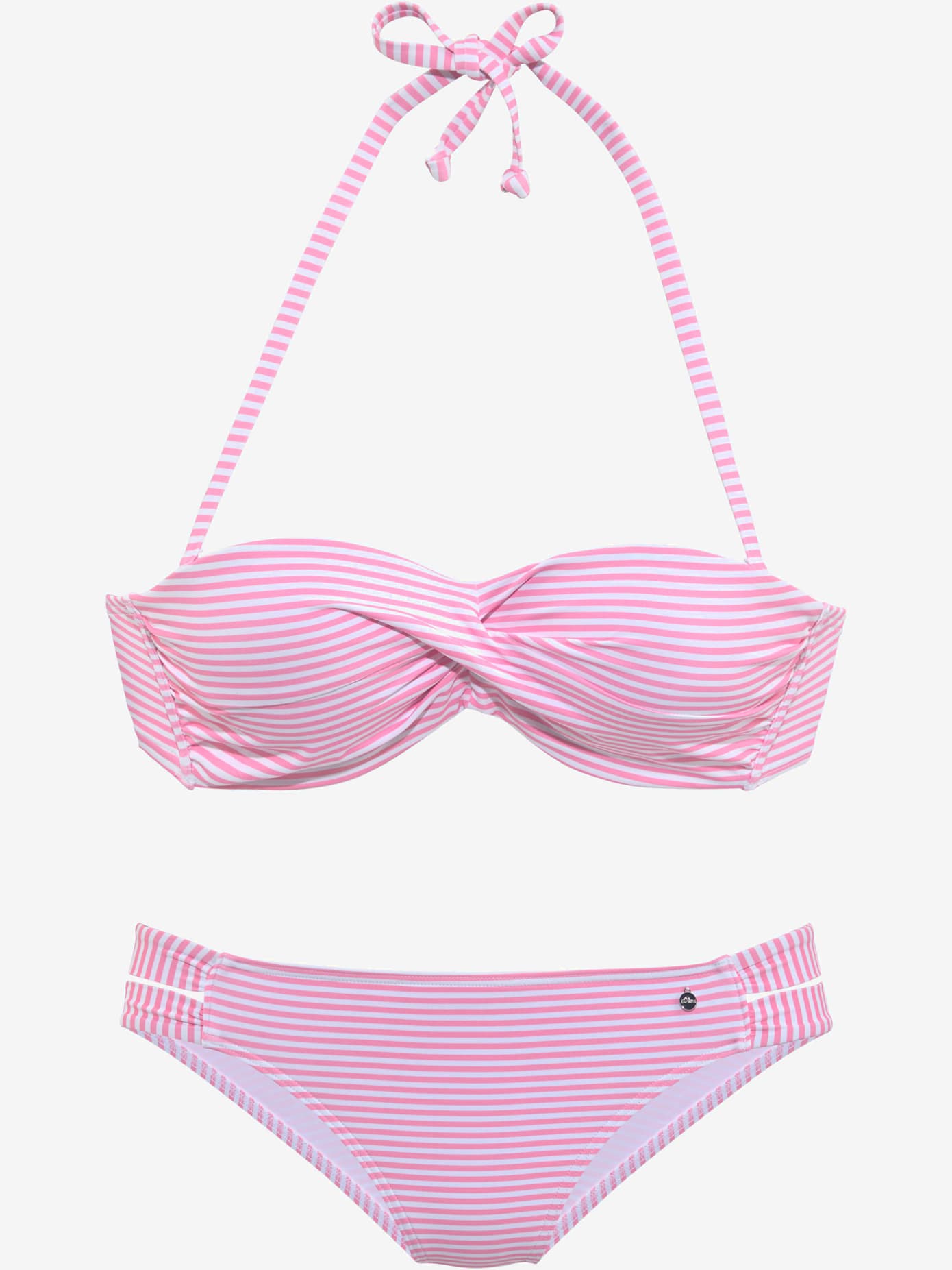Maillot de bain bandeau à armatures motif rayé marin