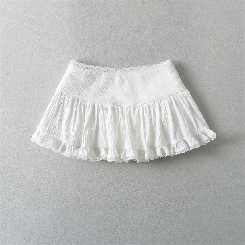 Bazer - Lage taille effen mini A-lijn rok