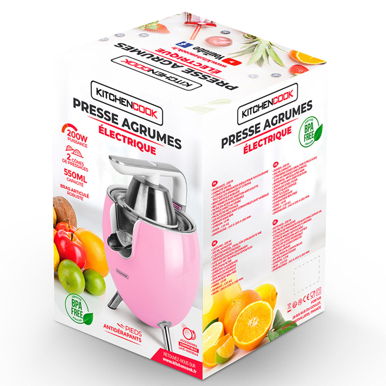 Kitchencook Presse-Agrume électrique rose - 550 ml