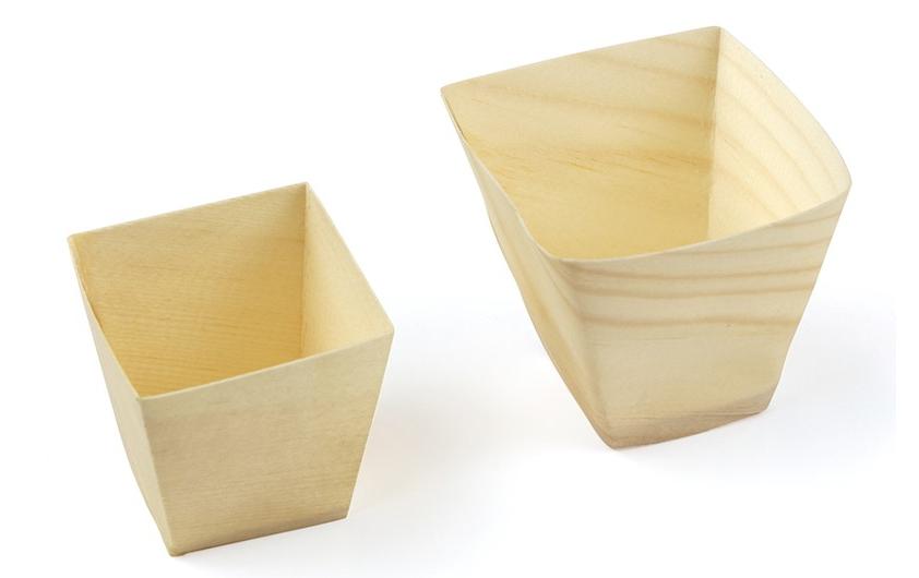 Fingerfood-Schale 5.5 x 5.5 x 5.5 cm, 40 StückKonische Einwegschalen aus FSC Holz