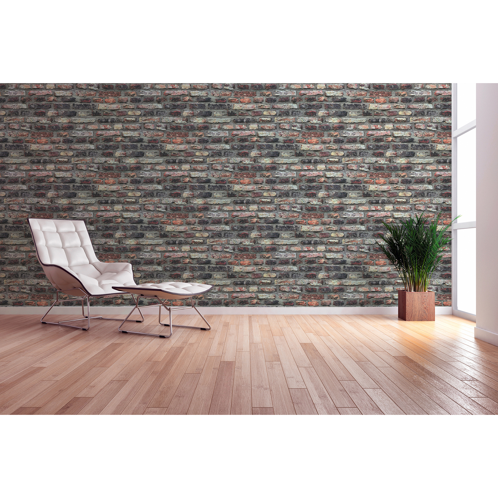 Vliestapete - braun-grau - Backsteinwand - 10 Meter