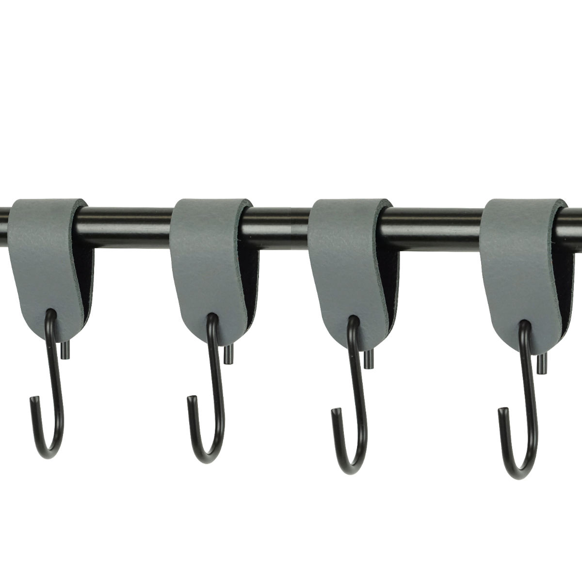 Leren S-haak hangers (set van 4) Donkergrijs