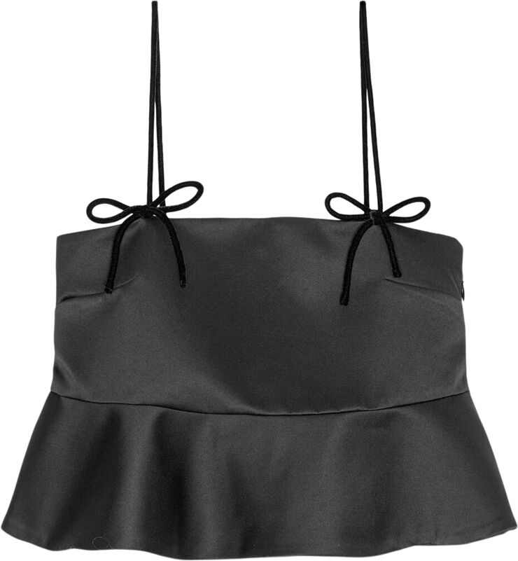 Ganni Duchesse Satin Top Black