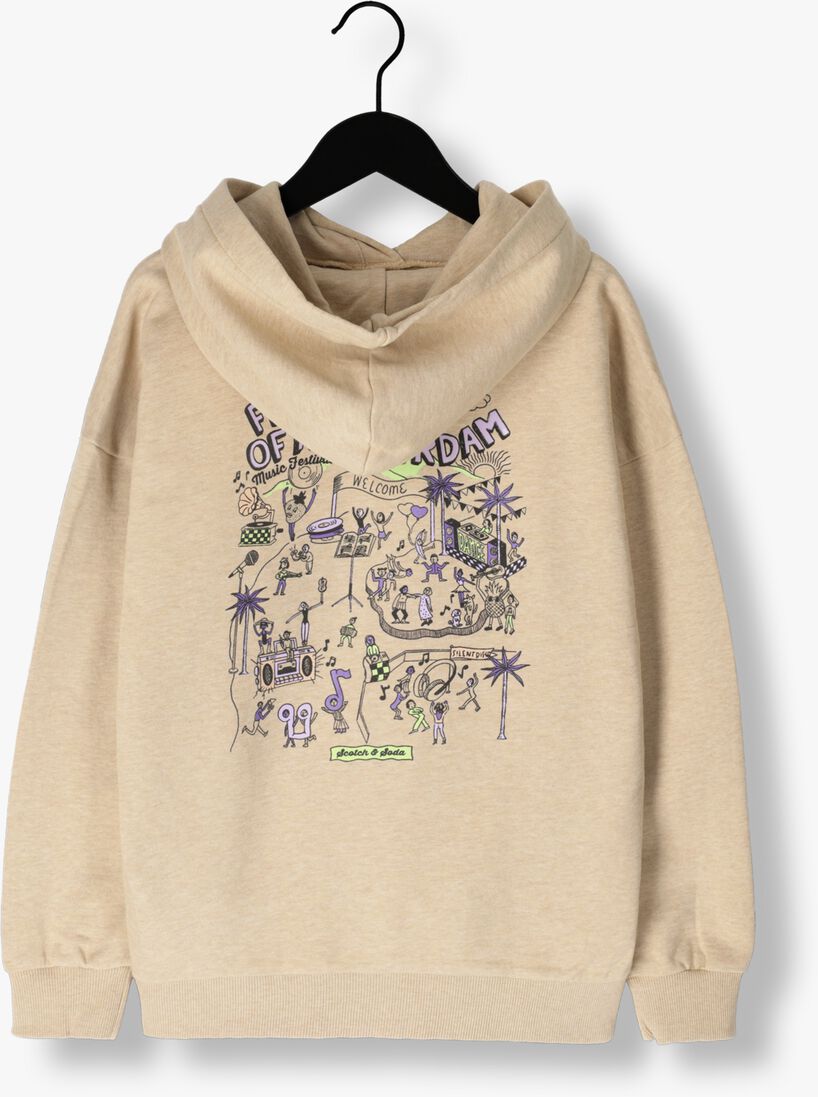 SCOTCH & SODA lichtgrijze scotch & soda trui loose-fit artwork sweatshirt