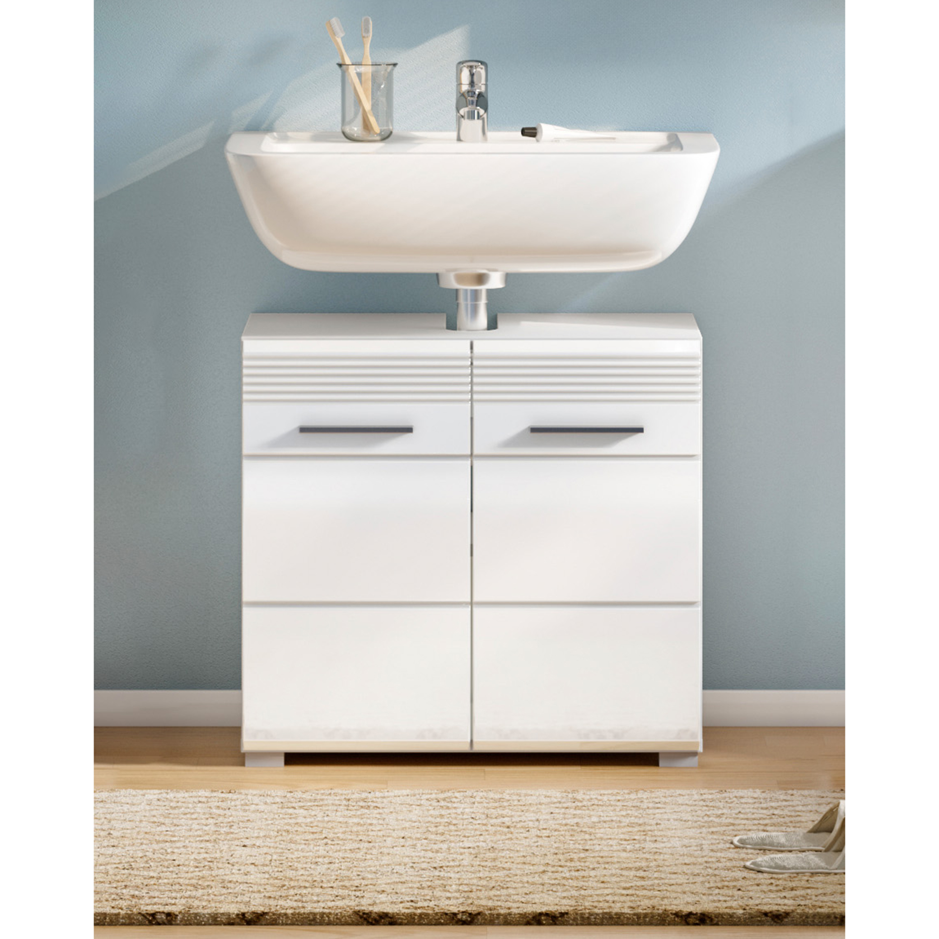 Waschbeckenunterschrank LINUS - weiß Hochglanz - 60 cm