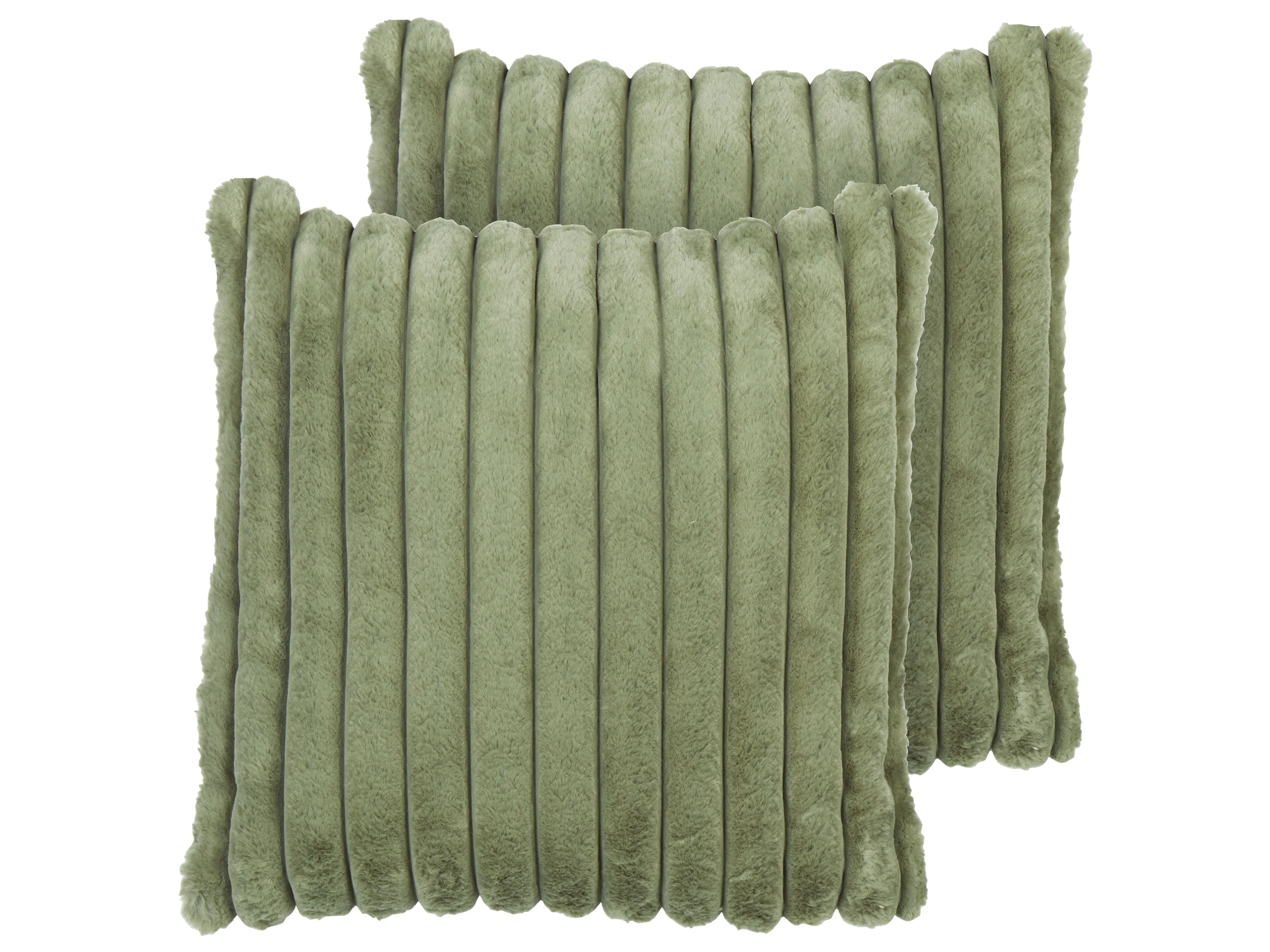 Set van 2 sierkussens RAKYA Nepbont 45 x 45 cm Groen gestreept