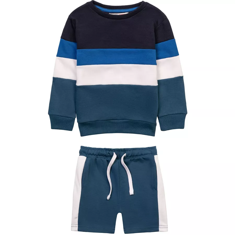 MINOTI Sweatshirt und Shorts im Set DunkelblauWeiß