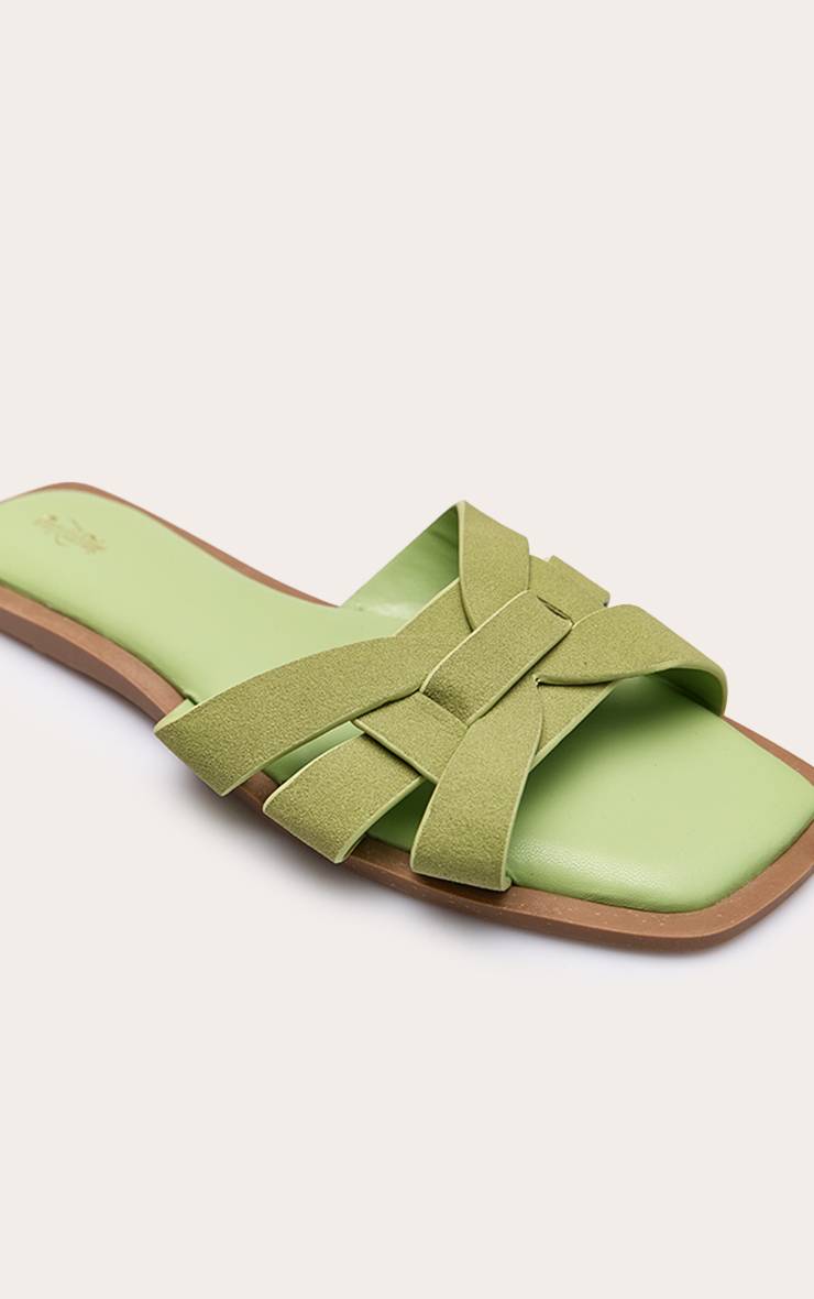 Vert Sandales Mules À Brides Multiples En Synthétique