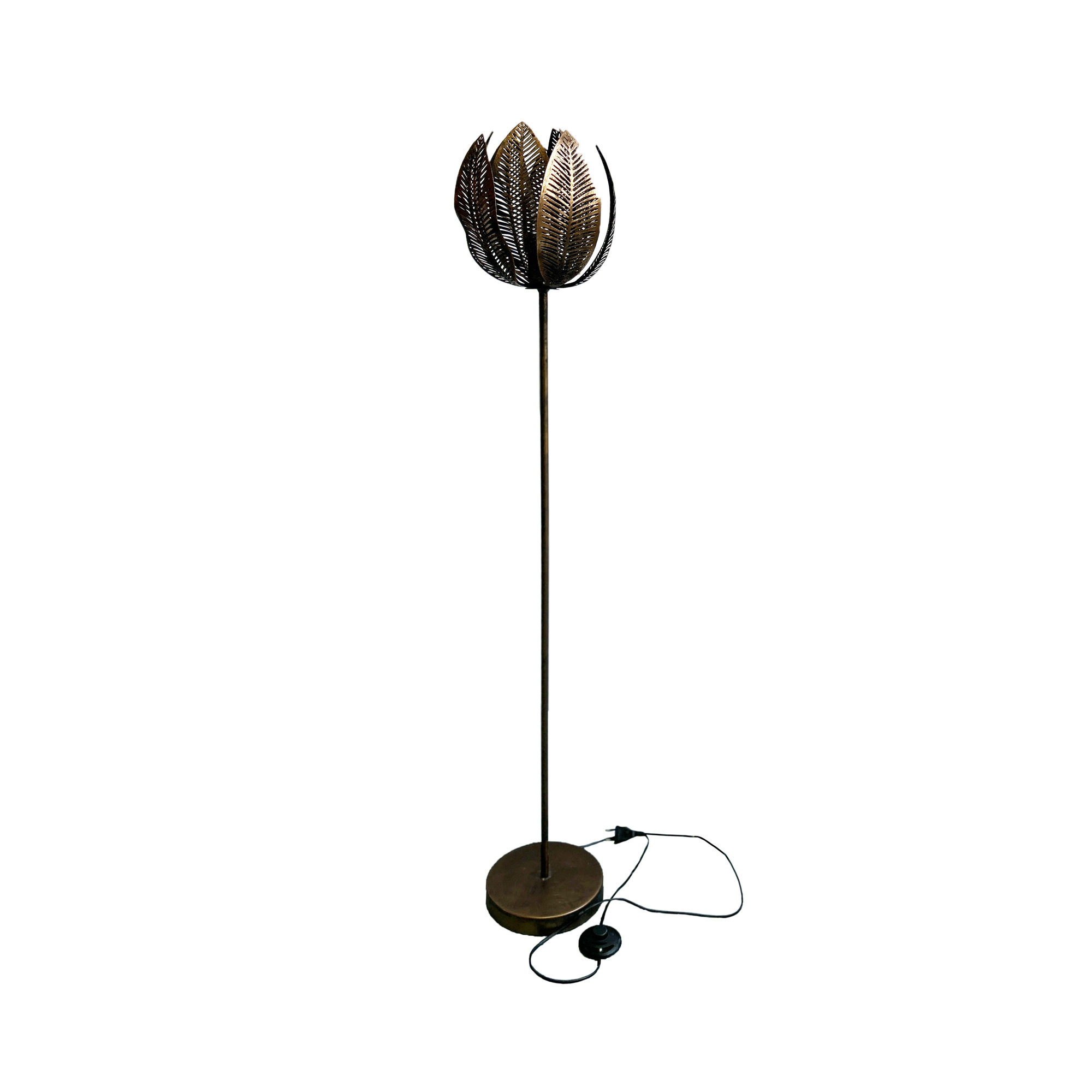 Stehleuchte 'Bourgeon‘ aus Metall, antik gold, H 124,5 cm, Ø 20 cm von fischer's lagerhaus