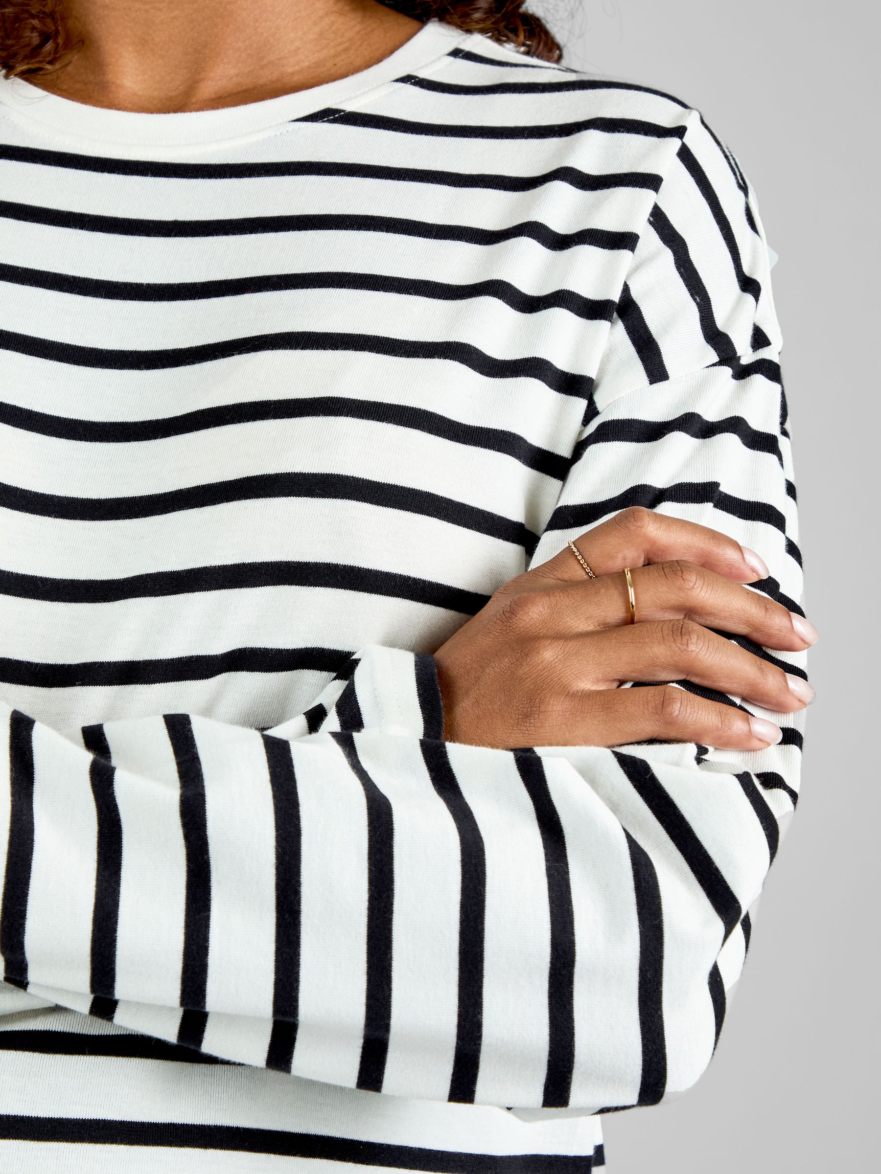 Zwart & crème - JoJo Maman Bébé Stripe Long Sleeve Boyfriend Maternity T-Shirt