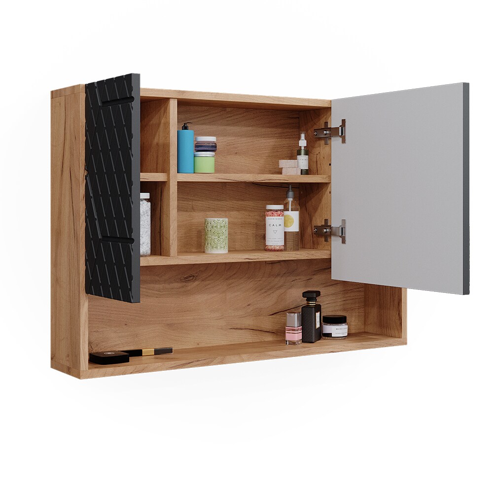 Vicco Badspiegelschrank Irma Eiche Anthrazit 80 x 55 cm Badezimmer