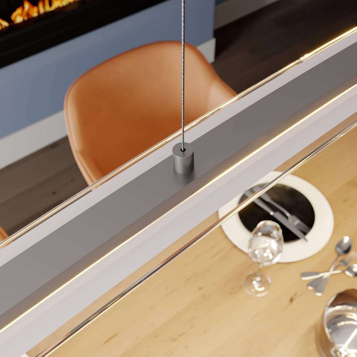 Lindby LED Manon (Modern) in Alu aus Glas (1 flammig,) Wohnzimmerleuchte