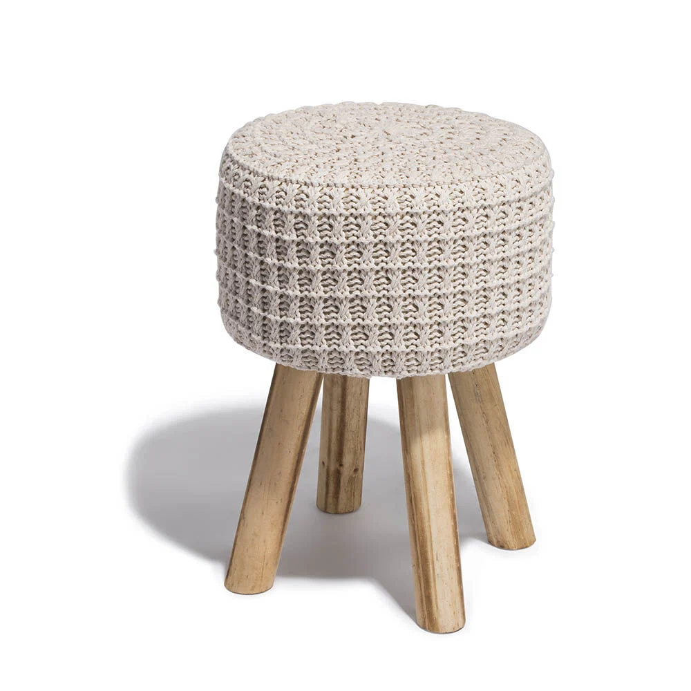 Tabouret Lya écru Ø30 x H.41 cm
