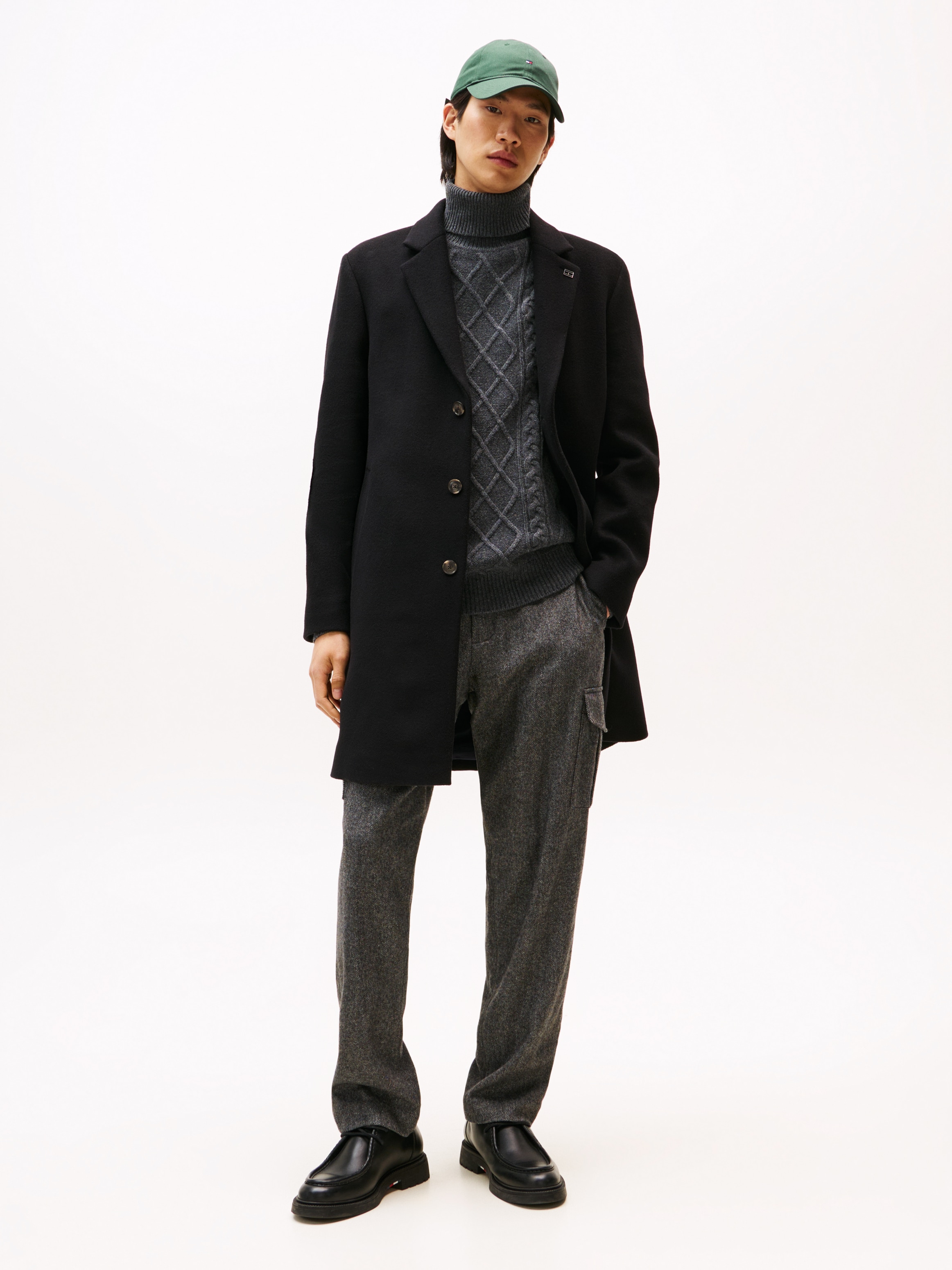 Tommy Hilfiger Wollmantel »WOOL MIX COAT«, Reverskragen, regular fit,