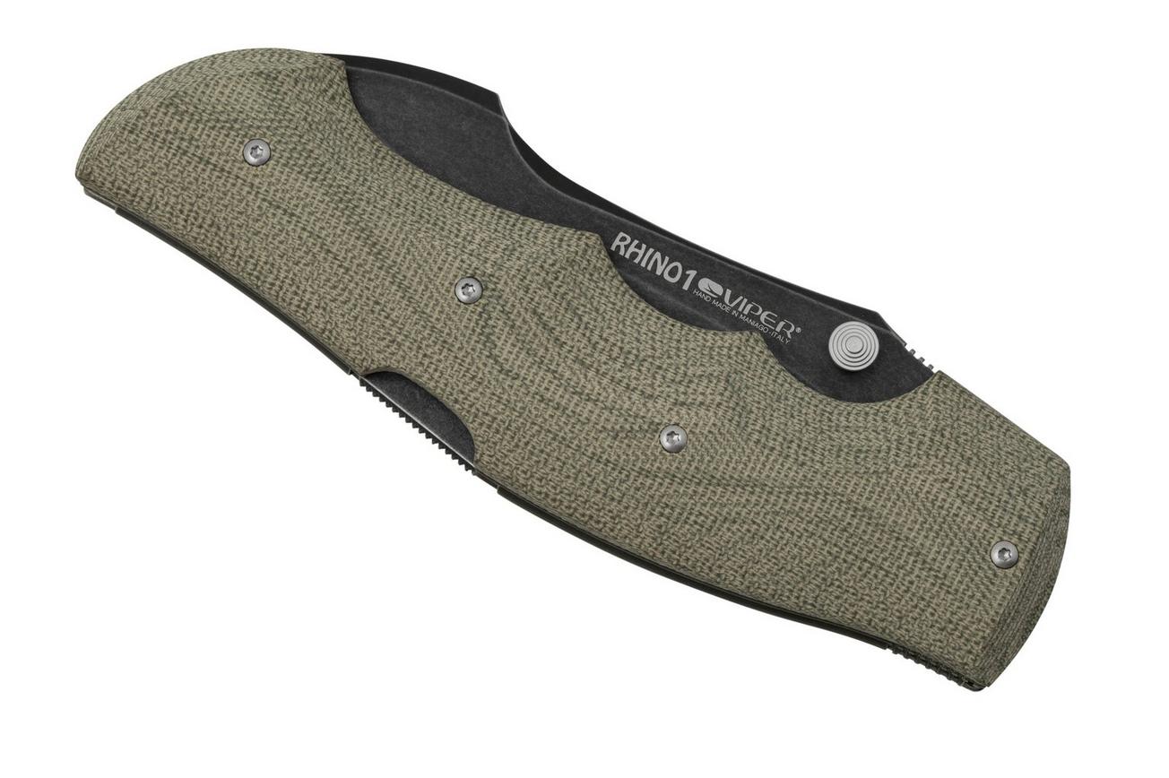 Viper Rhino 1, V5905CV, Blackwash Elmax, Green Canvas Micarta zakmes, Fabrizio Silvestrelli design
