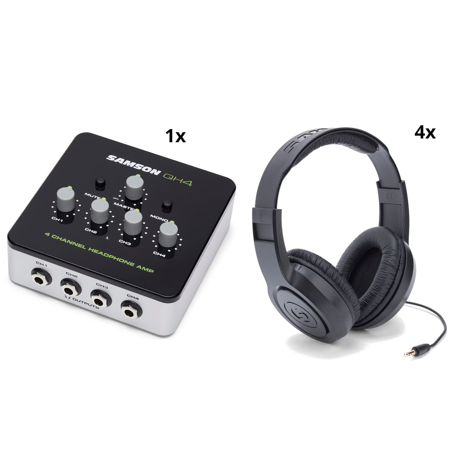 Samson SR350 vierdelige set + QH4 hoofdtelefoon versterker