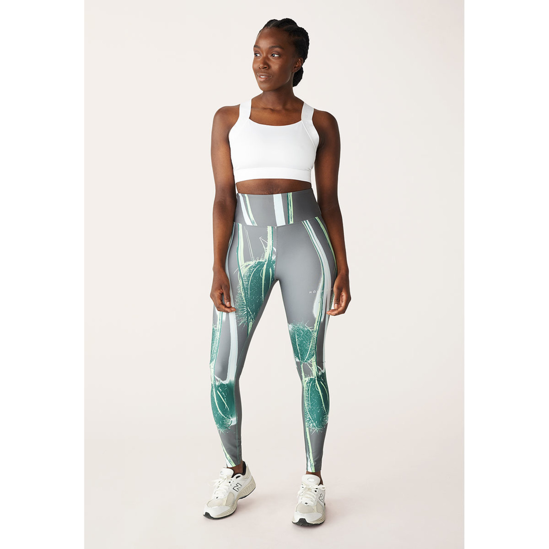 Röhnisch Bay Printed Hardloopbroek Lang Grijs/Groen Dames