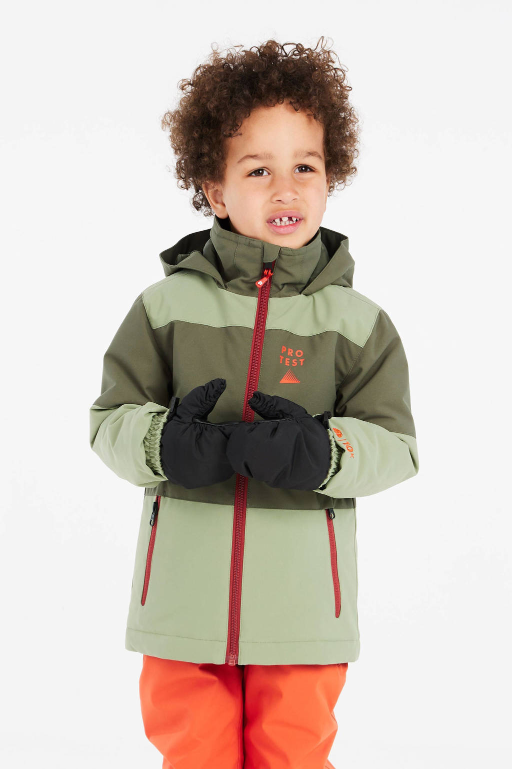 Protest ski-jack Patrice groen/kaki/rood