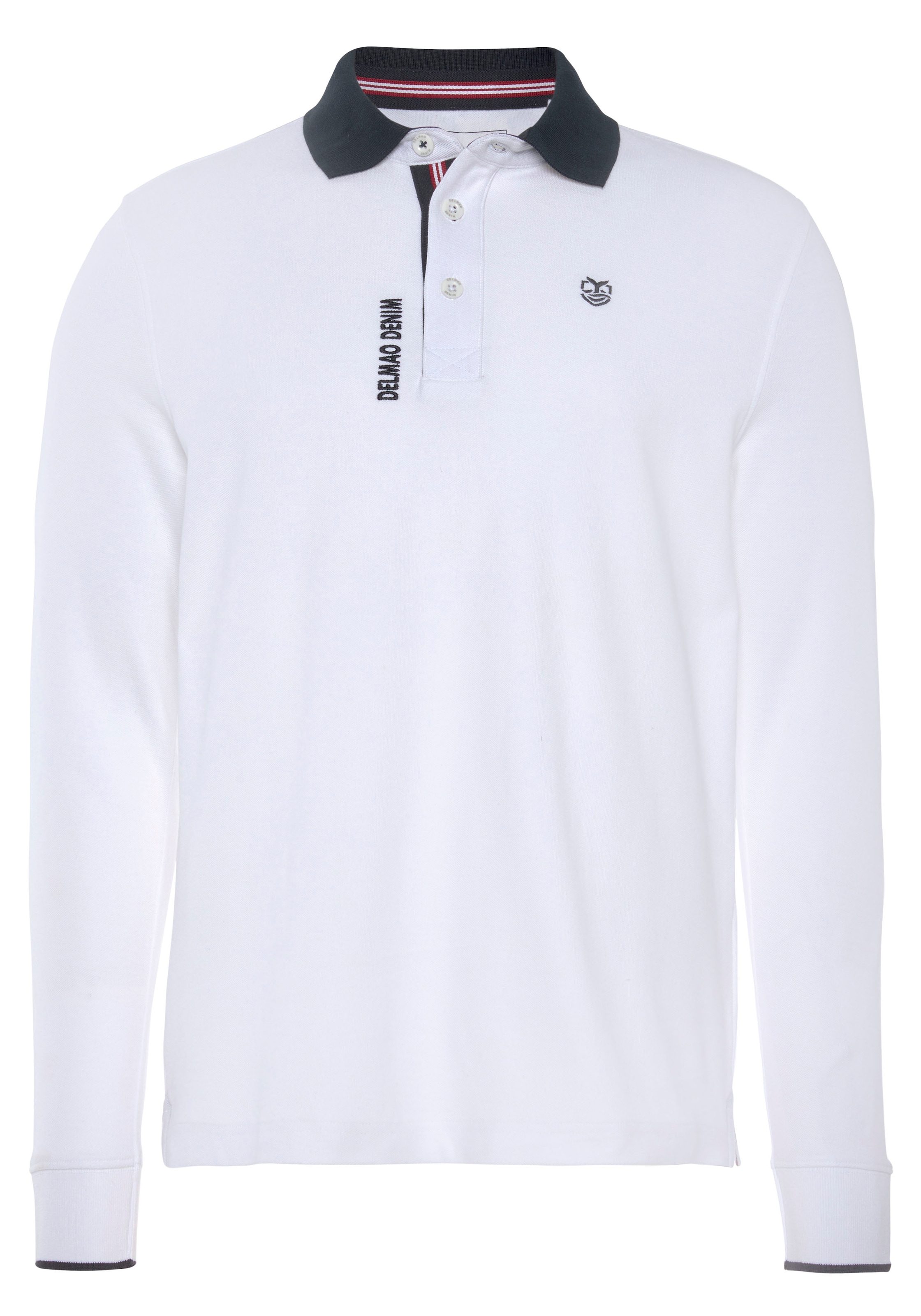 DELMAO Langarm-Poloshirt , Langarm,  aus atmungsaktivem Piqué-Stoff,  Polokragen