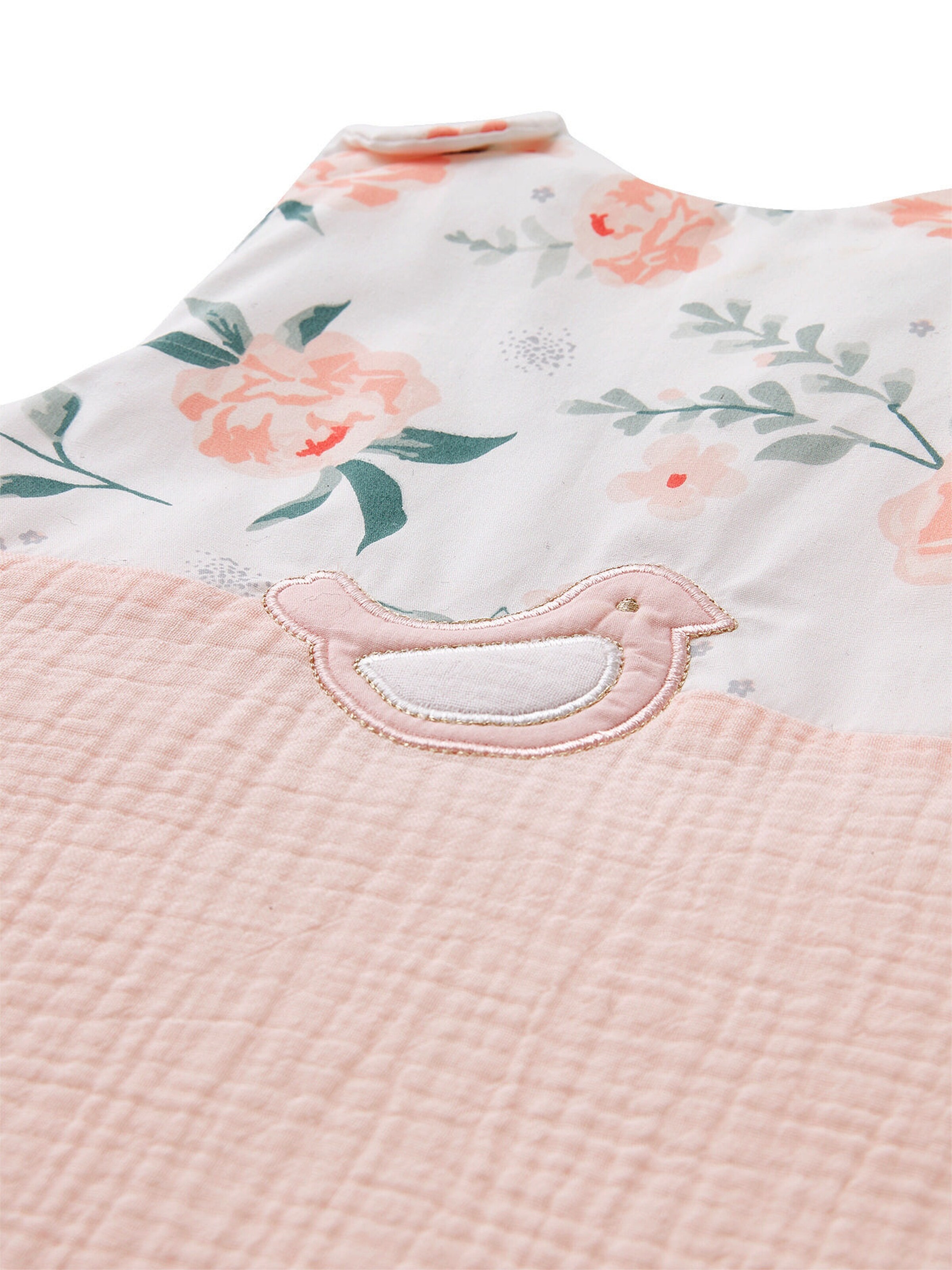 Vertbaudet Ärmelloser Baby Schlafsack ROSENTRAUM zartrosa/wollweiß geblümt