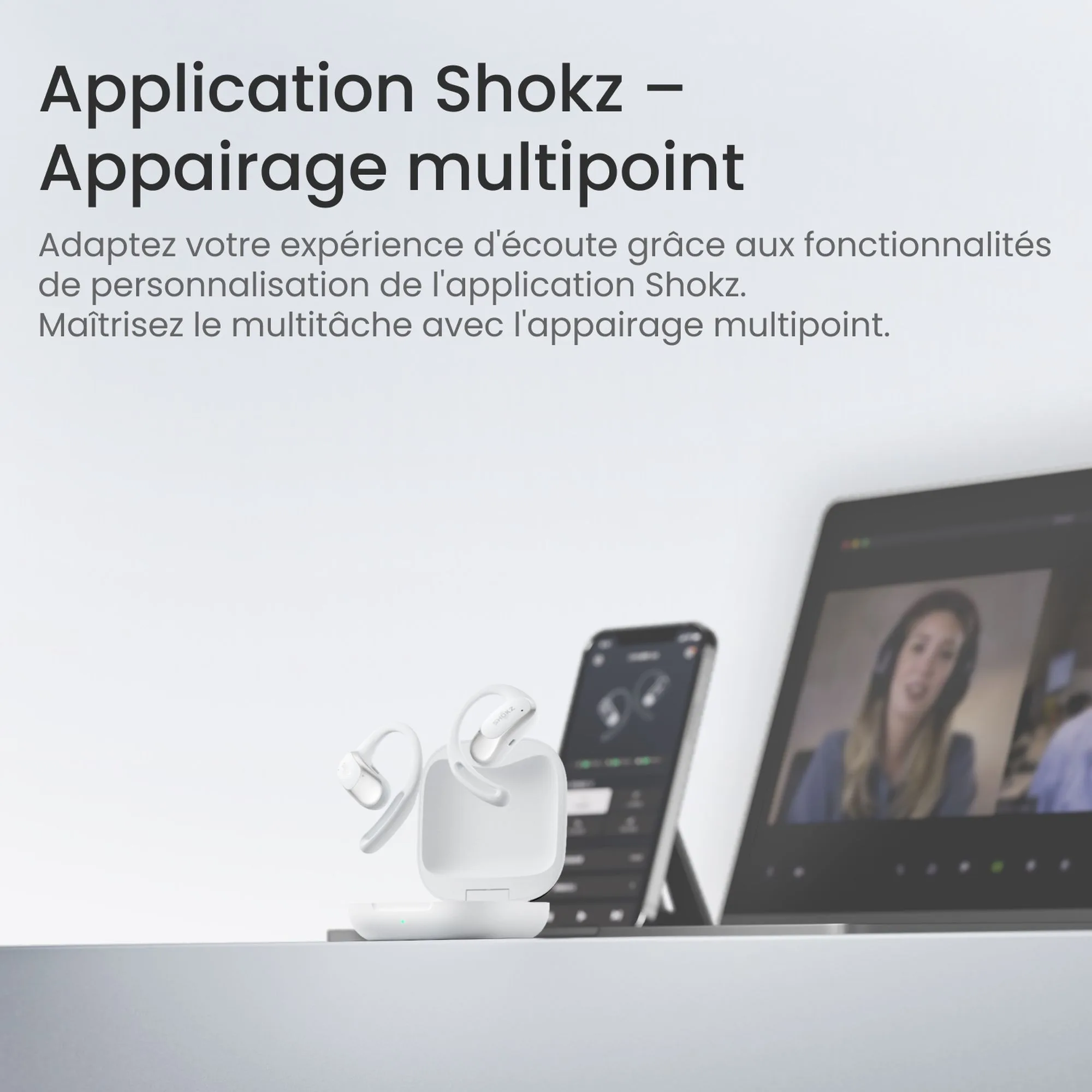 Shokz OpenFit Air Blanc Écouteurs True Wireless